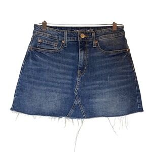 Denizen Levi's Denim Skirt High-Rise Frayed‎ Hem Mini Skirt Blue size 7